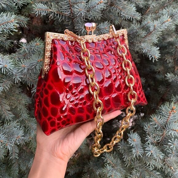 Handmade Genuine Leather Embossed Cobblestone Texture Kisslock Bag & Small Purse - Picture 5 of 16